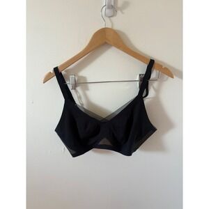 Honeylove Crossover Bra Black Wire-Free Mesh Trim Bralette Size M